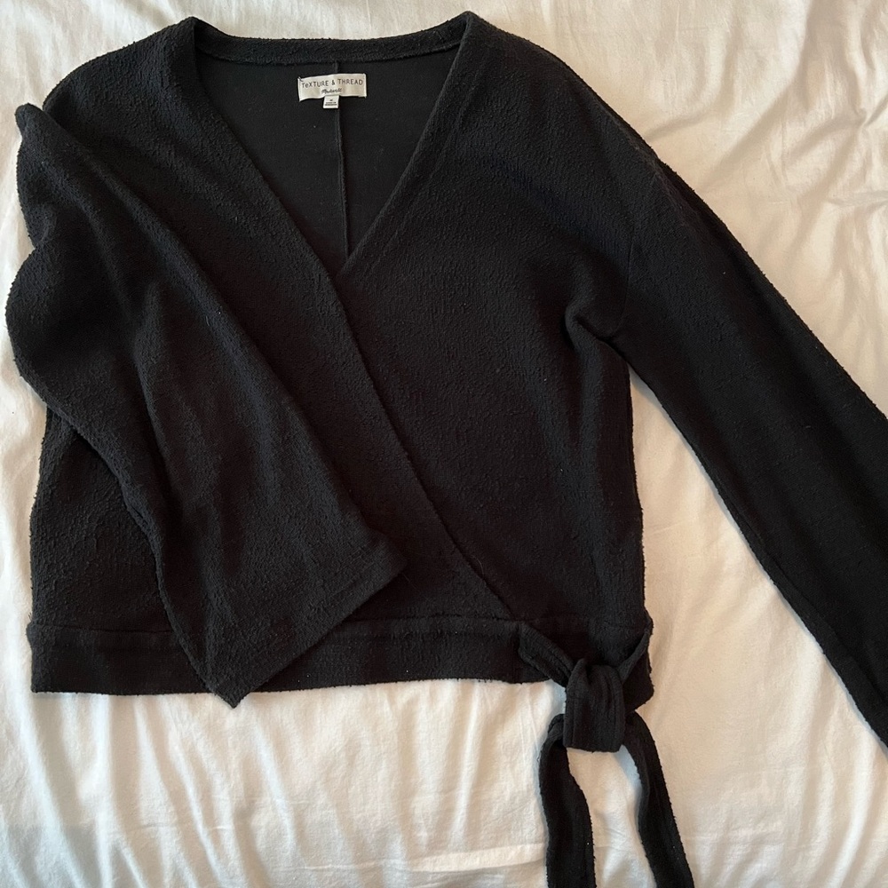 Texture and Thread (Madewell) Black Wrap Top